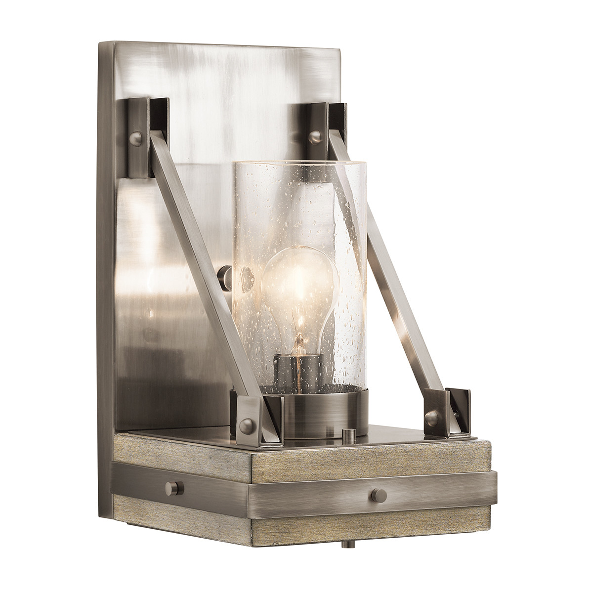 Photos - Chandelier / Lamp Kichler 43436 Colerne Single Light 15" Tall Wall Sconce with Seedy Glass Cylinder Shade Classic Pewter Indoor Lighting Wall 
