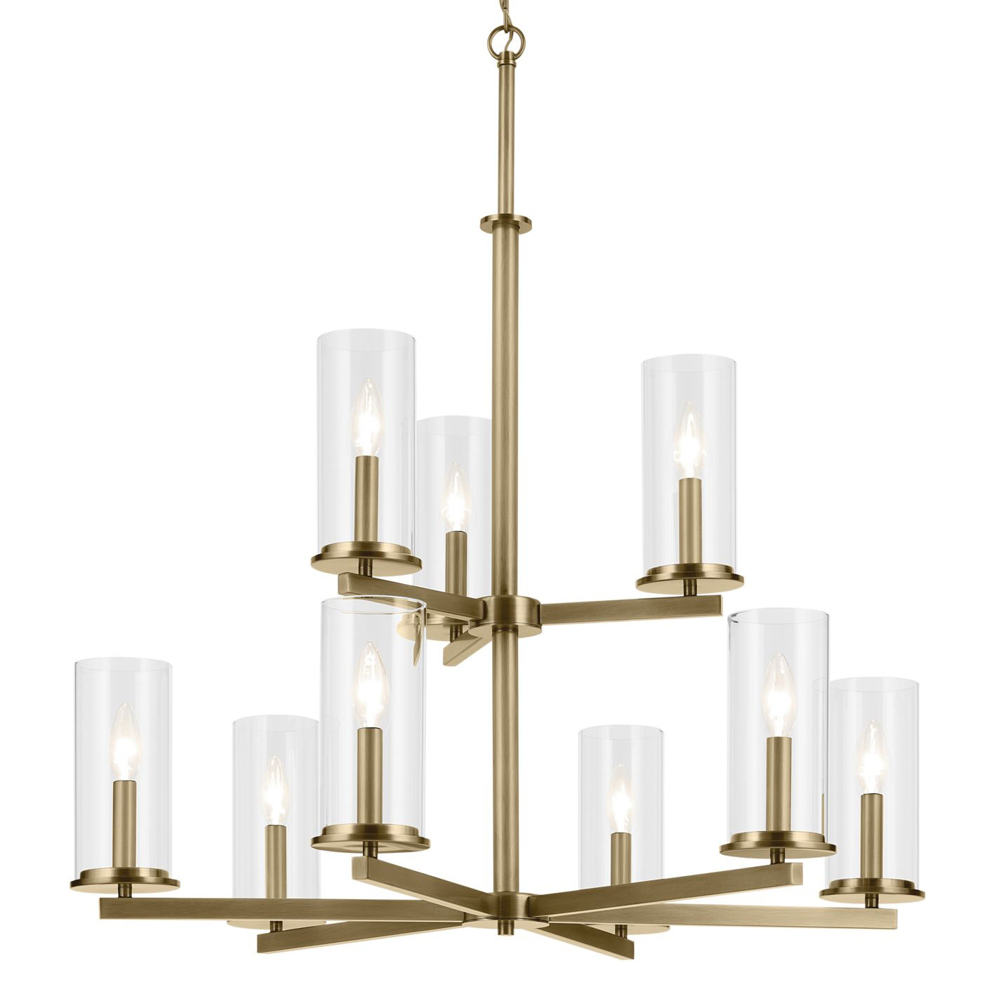 Photos - Chandelier / Lamp Kichler 44014 Crosby 9 Light 33" Wide Taper Candle Chandelier Natural Brass Indoor Lighting Chandeliers 44014NBR