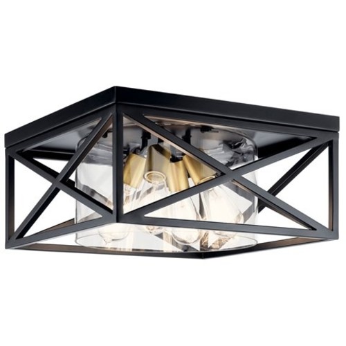 Photos - Chandelier / Lamp Kichler 44084 Moorgate 16" Wide Flush Mount Ceiling Light with Clear Glass Shade Black Indoor Lighting Ceiling Fixtures Flus 