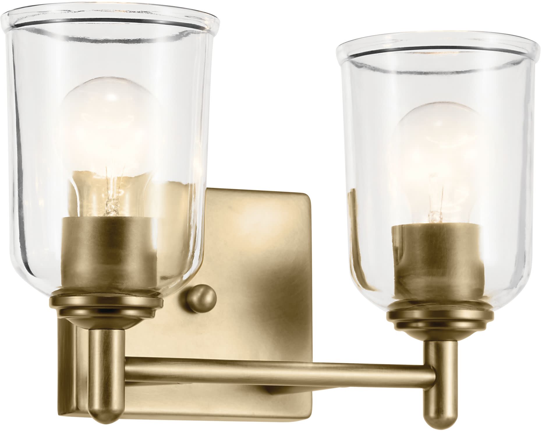 Photos - Chandelier / Lamp Kichler 45573 Shailene 2 Light 13" Wide Vanity Light Natural Brass / Clear Indoor Lighting Bathroom Fixtures Vanity Light 45 