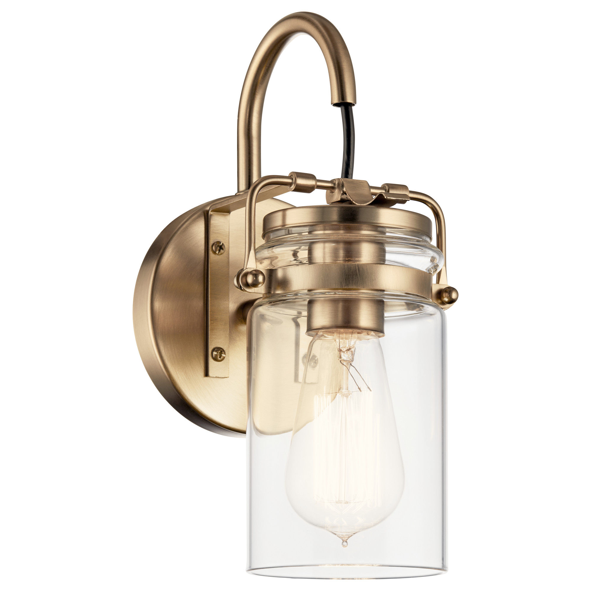 Photos - Chandelier / Lamp Kichler 45576 Brinley 12" Tall Wall Sconce Champagne Bronze Indoor Lighting Wall Sconces 45576CPZ