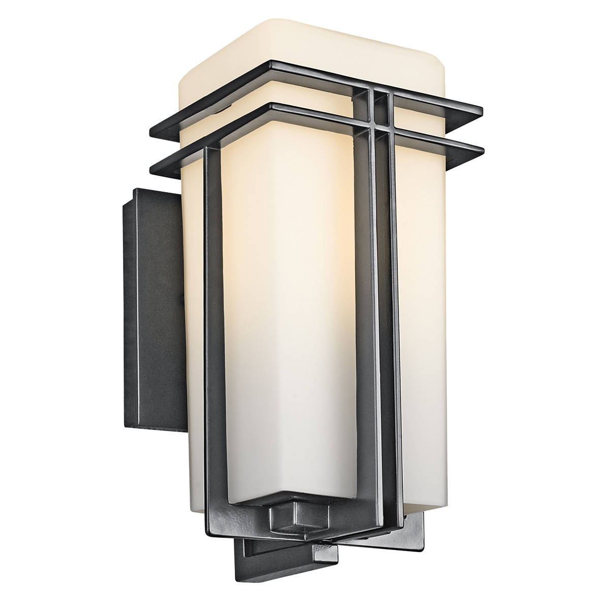 Photos - Floodlight / Street Light Kichler 49200 Tremillo Single Light 12" Tall Outdoor Wall Sconce with Etched Glass Black Outdoor Lighting Wall Sco (Painted)