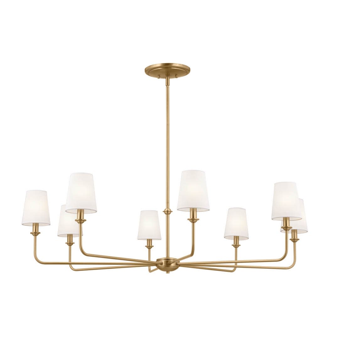 Photos - Chandelier / Lamp Kichler 52517 Pallas 8 Light 43" Wide Chandelier with Linen Shades Brushed Natural Brass Indoor Lighting Chandeliers 52517BN 