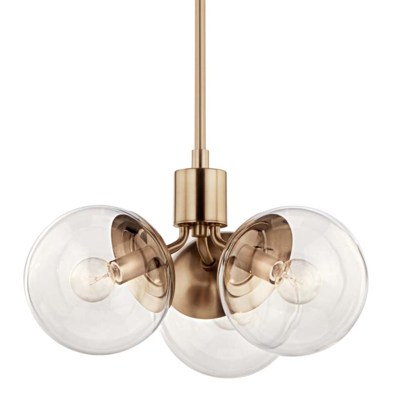 Photos - Chandelier / Lamp Kichler 52700CLR Silvarious 3 Light 17" Wide Pendant with Clear Shades Champagne Bronze Indoor Lighting Pendants 52700CPZCLR