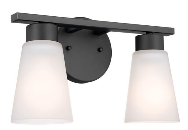 Kichler 55120 Stamos 2 Light 13" Wide Vanity Light Black Indoor Lighting Bathroom Fixtures Vanity Light