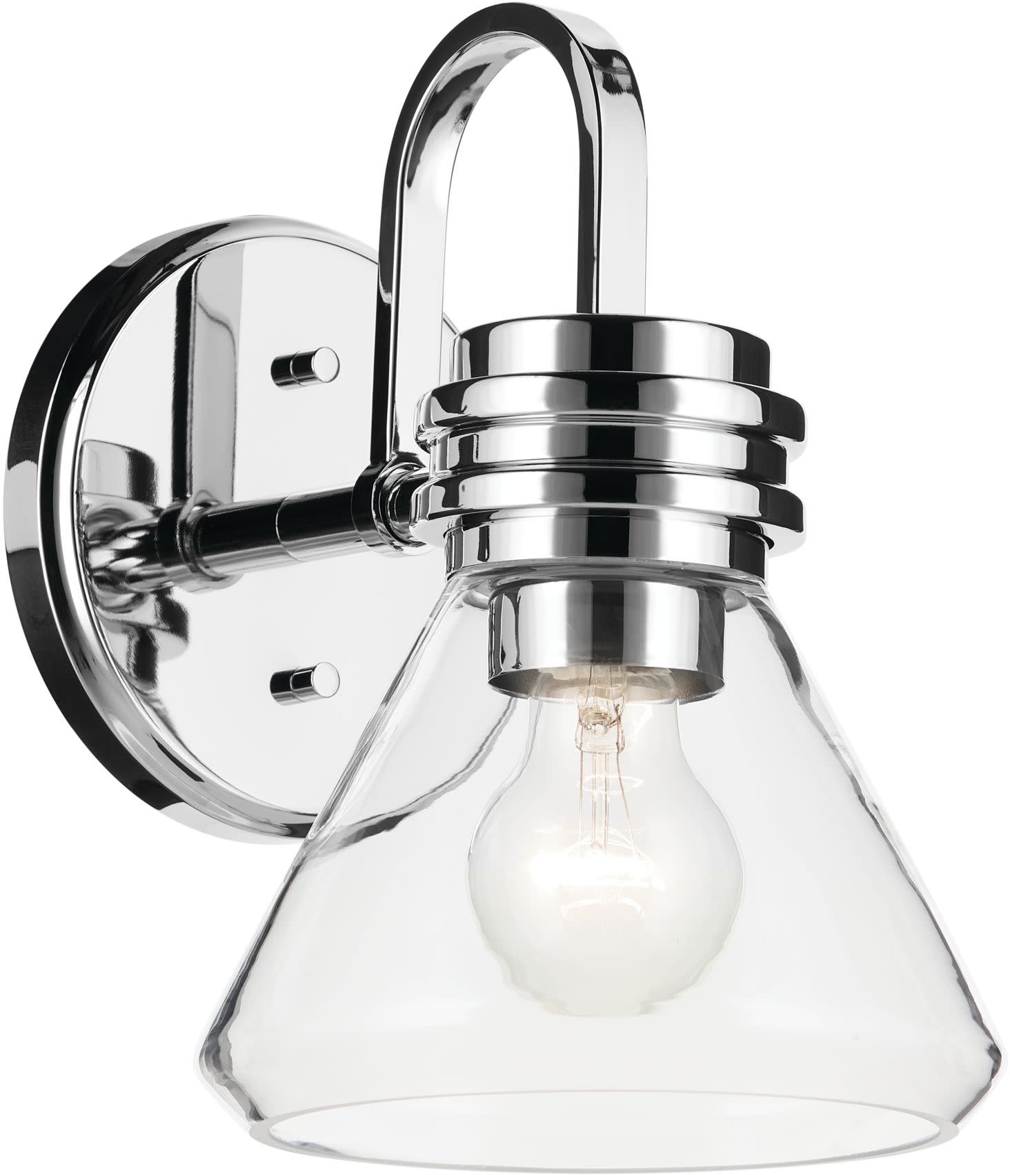 Photos - Chandelier / Lamp Kichler 55153CLR Farum 10" Tall Bathroom Sconce with Clear Glass Shade Chrome Indoor Lighting Bathroom Fixtures Bathroom Sco