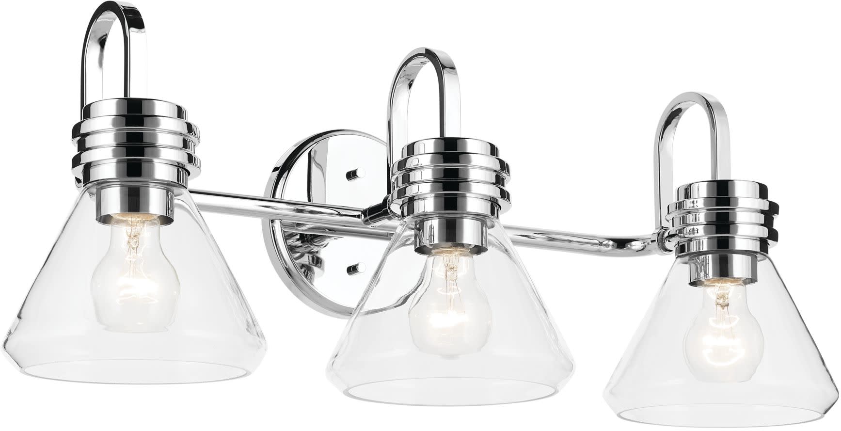 Photos - Chandelier / Lamp Kichler 55155CLR Farum 3 Light 26" Wide Vanity Light with Clear Glass Shades Chrome Indoor Lighting Bathroom Fixtures Vanity
