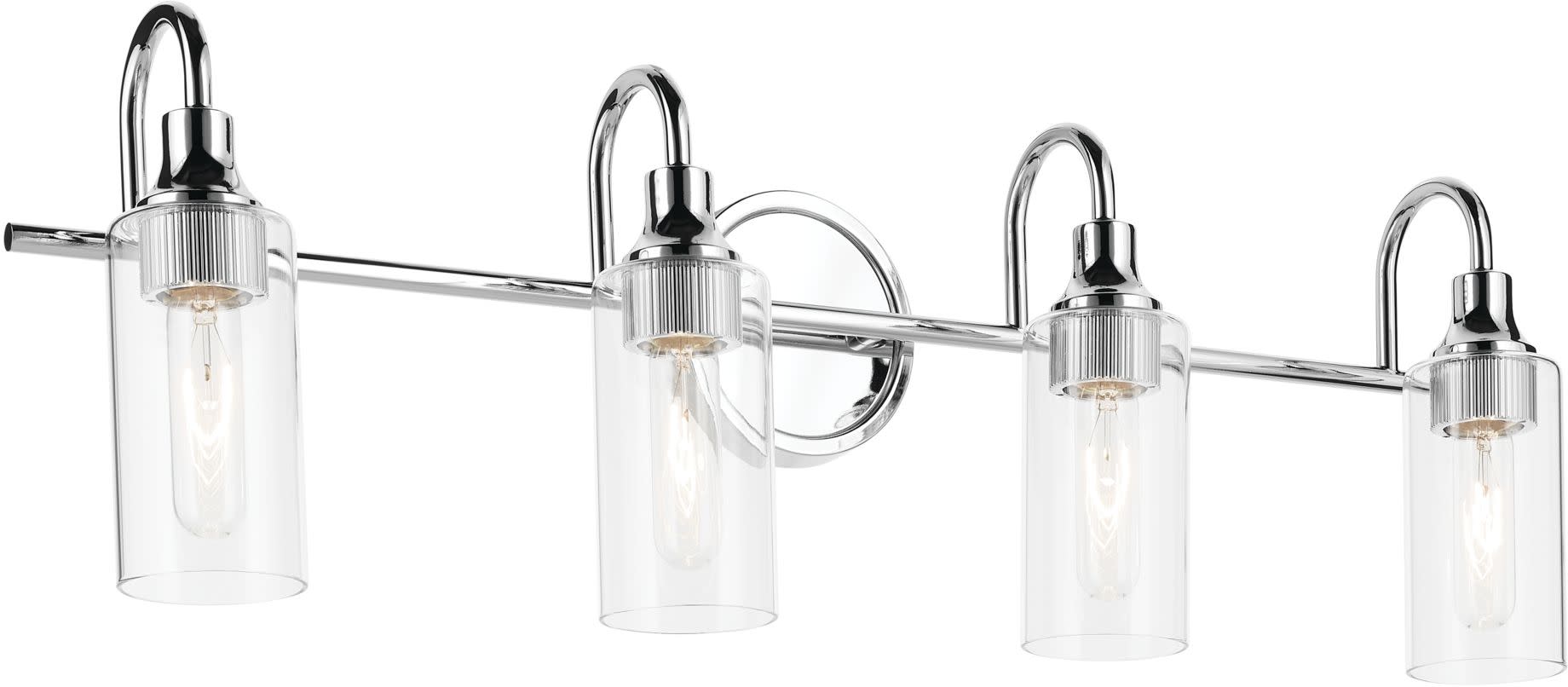 Photos - Chandelier / Lamp Kichler 55212 Kavi 4 Light 32" Wide Vanity Light with Clear Glass Shades Chrome Indoor Lighting Bathroom Fixtures Vanity Lig