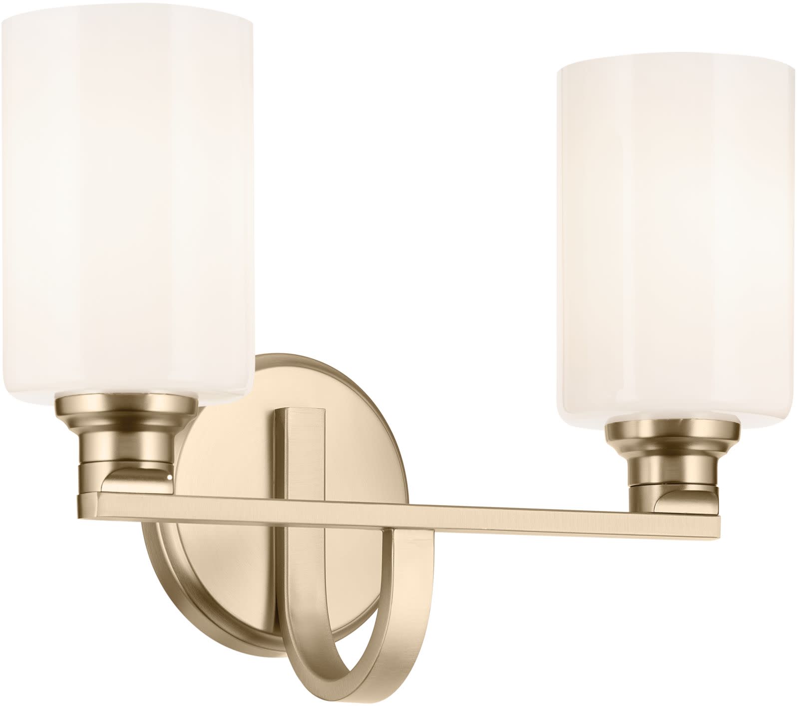 Photos - Chandelier / Lamp Kichler 55225 Gioe 2 Light 14" Wide Vanity Light with Opal Glass Shades Champagne Bronze Indoor Lighting Bathroom Fixtures V