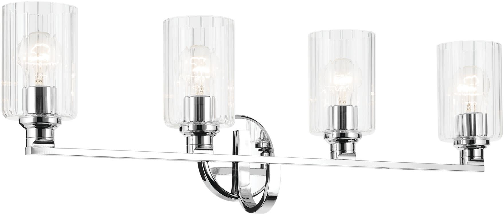 Photos - Chandelier / Lamp Kichler 55227FLU Gioe 4 Light 32" Wide Vanity Light with Clear Fluted Glass Shades Chrome Indoor Lighting Bathroom Fixtures