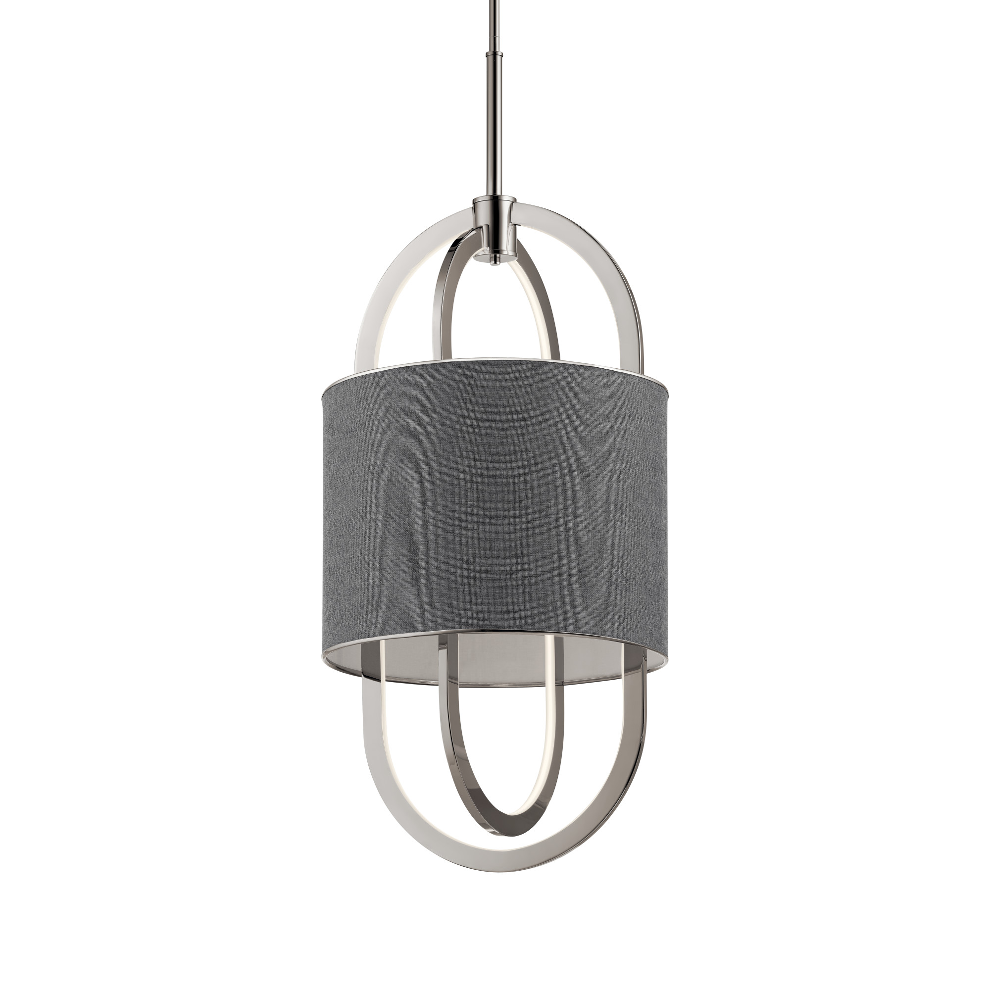 Photos - Chandelier / Lamp Kichler 83340 Jolana 16" Wide LED Single Pendant with Fabric Shade Polished Nickel Indoor Lighting Pendants 83340PN 