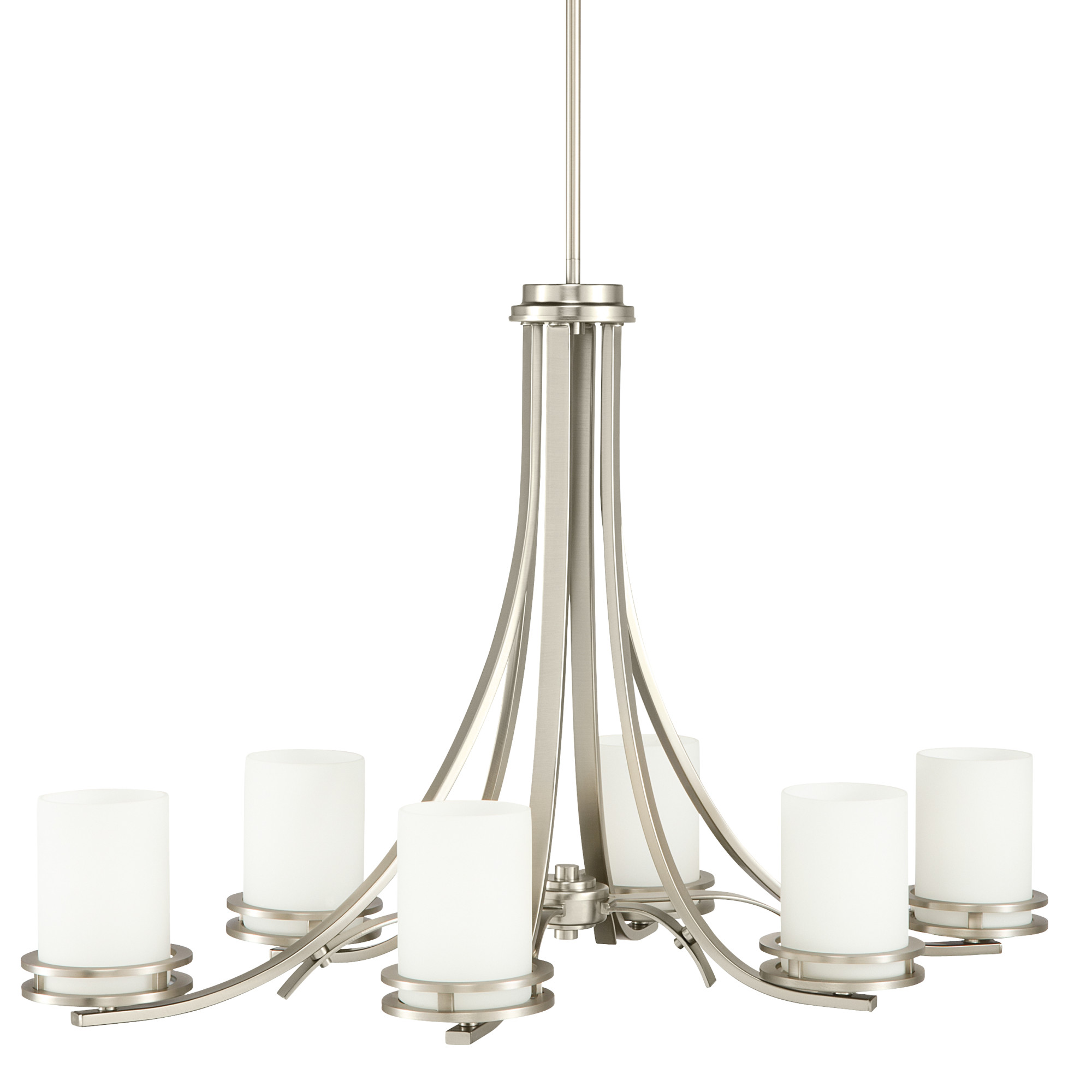 Photos - Chandelier / Lamp Kichler 1673 Hendrik 6 Light 36" Wide Chandelier with Satin Etched Glass Shades Brushed Nickel Indoor Lighting Chandeliers L 