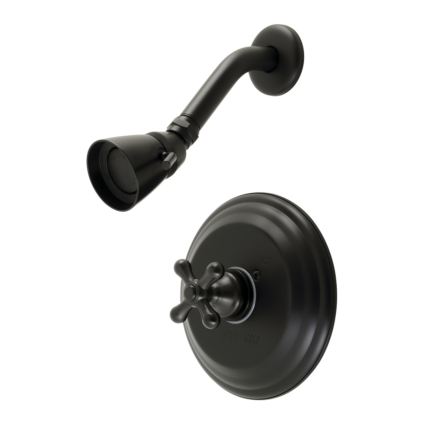 Kingston Brass KB363.AXSO Vintage Shower Trim with 1.8 GPM Single Function Shower Head and Metal Cross Handle Matte Black Showers Shower Only Pressure