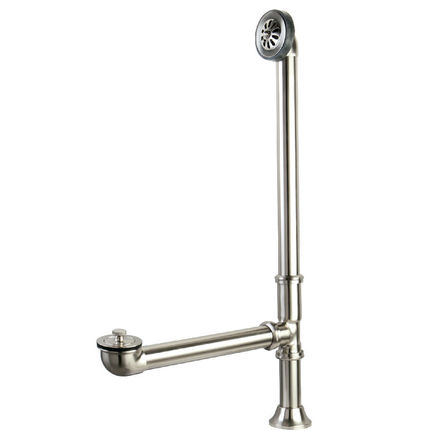 Photos - Pipe Trap Kingston Brass CC208 Vintage Tub Drain Kit - with Overflow Brushed Nickel Bath and Shower Accessories Bathtub Components Tub