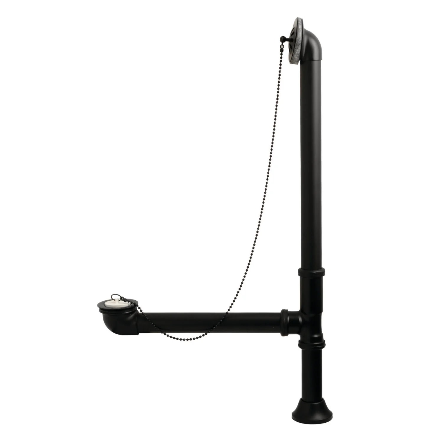 Photos - Pipe Trap Kingston Brass CC209 Vintage Tub Drain Kit - with Overflow Matte Black Bath and Shower Accessories Bathtub Components Tub Wa 
