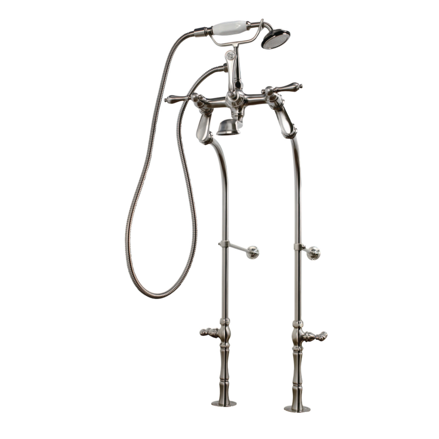 Photos - Tap Kingston Brass CCK103T Vintage Floor Mounted Clawfoot Tub Filler Package with Built-In Diverter - Includes Hand Shower Brush 