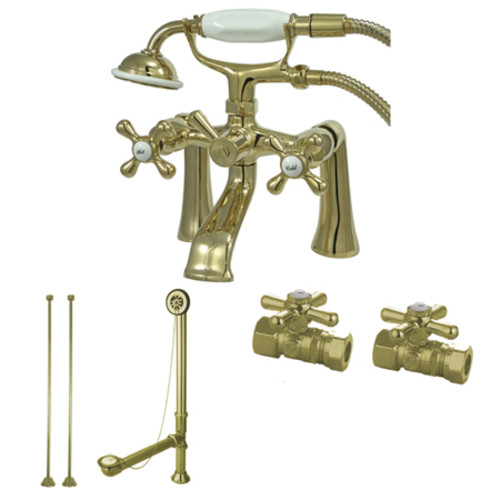 Photos - Tap Kingston Brass CCK268 Vintage Deck Mounted Clawfoot Tub Filler – Includes Hand Shower Polished Brass Faucet Tub Filler Tripl