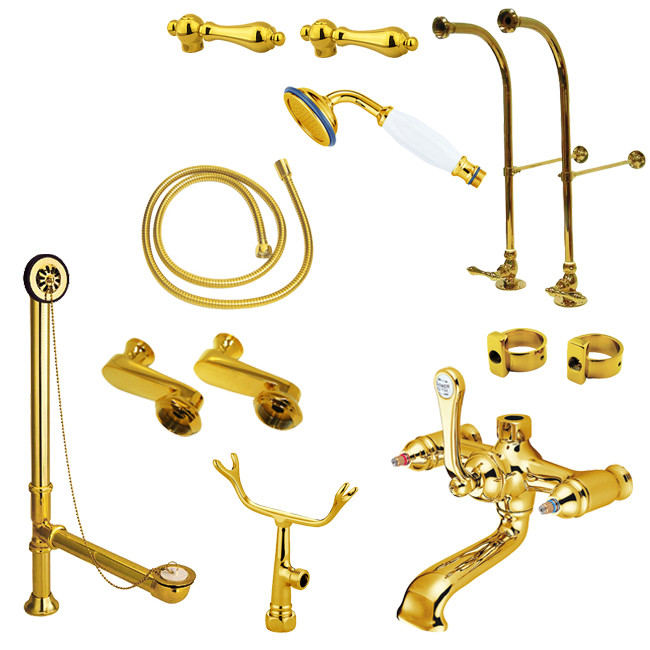 Photos - Tap Kingston Brass CCK510.AL Vintage Floor Mounted Clawfoot Tub Filler with Built-In Diverter - Includes Hand Shower Tub Waste a
