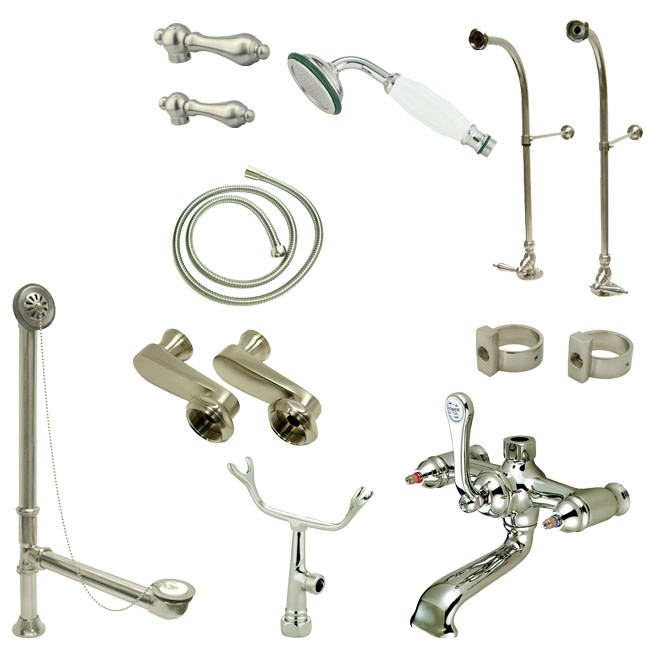 Photos - Tap Kingston Brass CCK510.AL Vintage Floor Mounted Clawfoot Tub Filler with Built-In Diverter - Includes Hand Shower Tub Waste a 