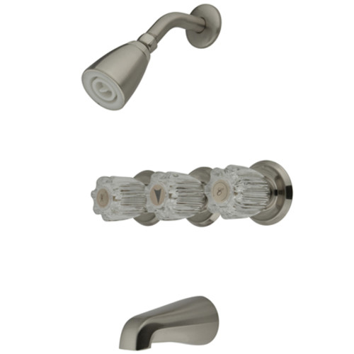 Photos - Shower System Kingston Brass KB13 Americana Tub and Shower Trim with Single Function Shower Head and Acrylic Knob Handles Brushed Nickel S 