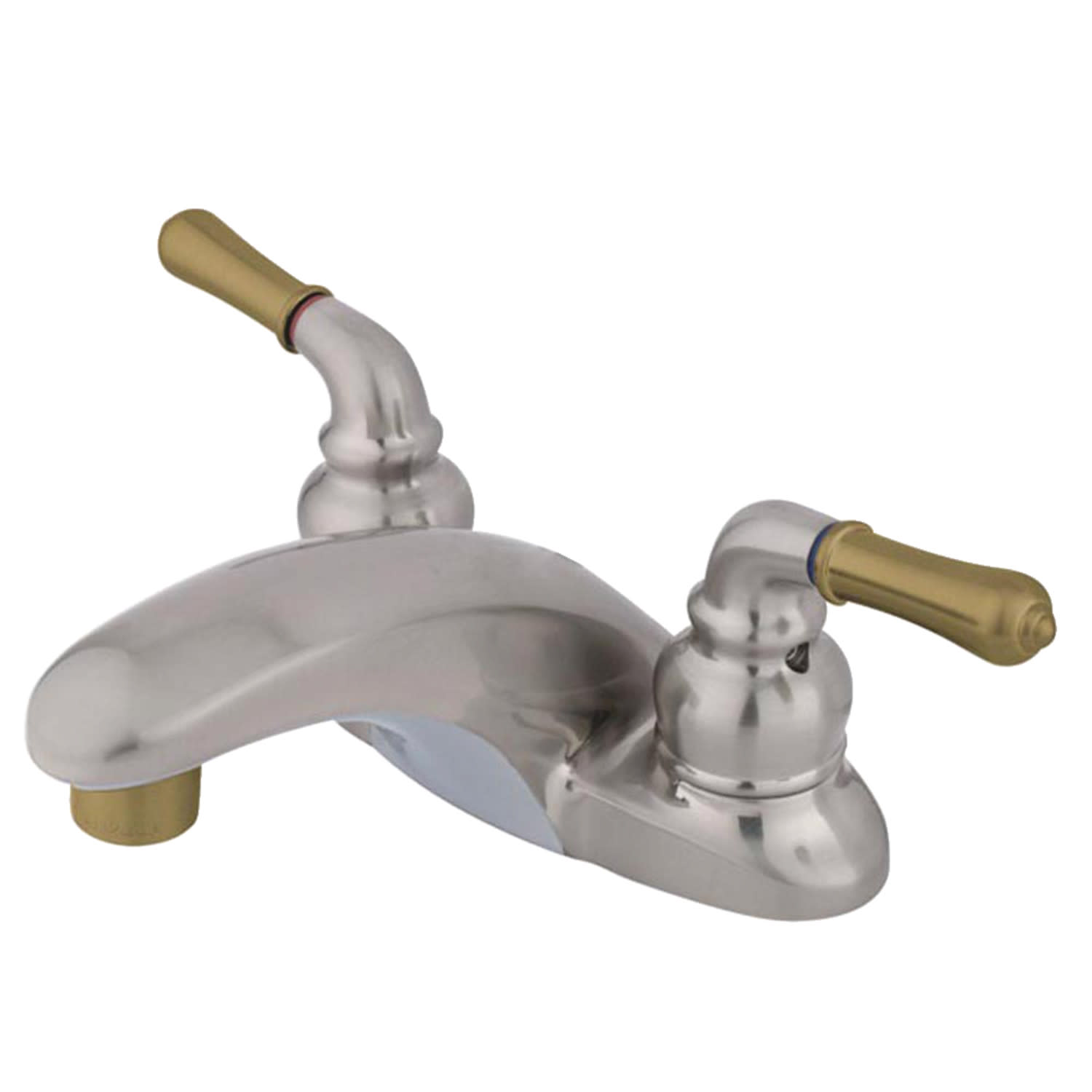 Photos - Tap Kingston Brass KB62.LP Magellan 1.2 GPM Centerset Bathroom Faucet Brushed Nickel/Polished Brass Faucet Bathroom Sink Faucets 
