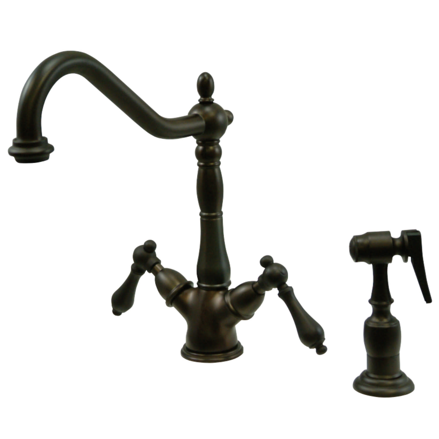Photos - Tap Kingston Brass KS123.ALBS Heritage 1.8 GPM Single Hole Kitchen Faucet - Includes Side Spray Oil Rubbed Bronze Faucet Kitchen 