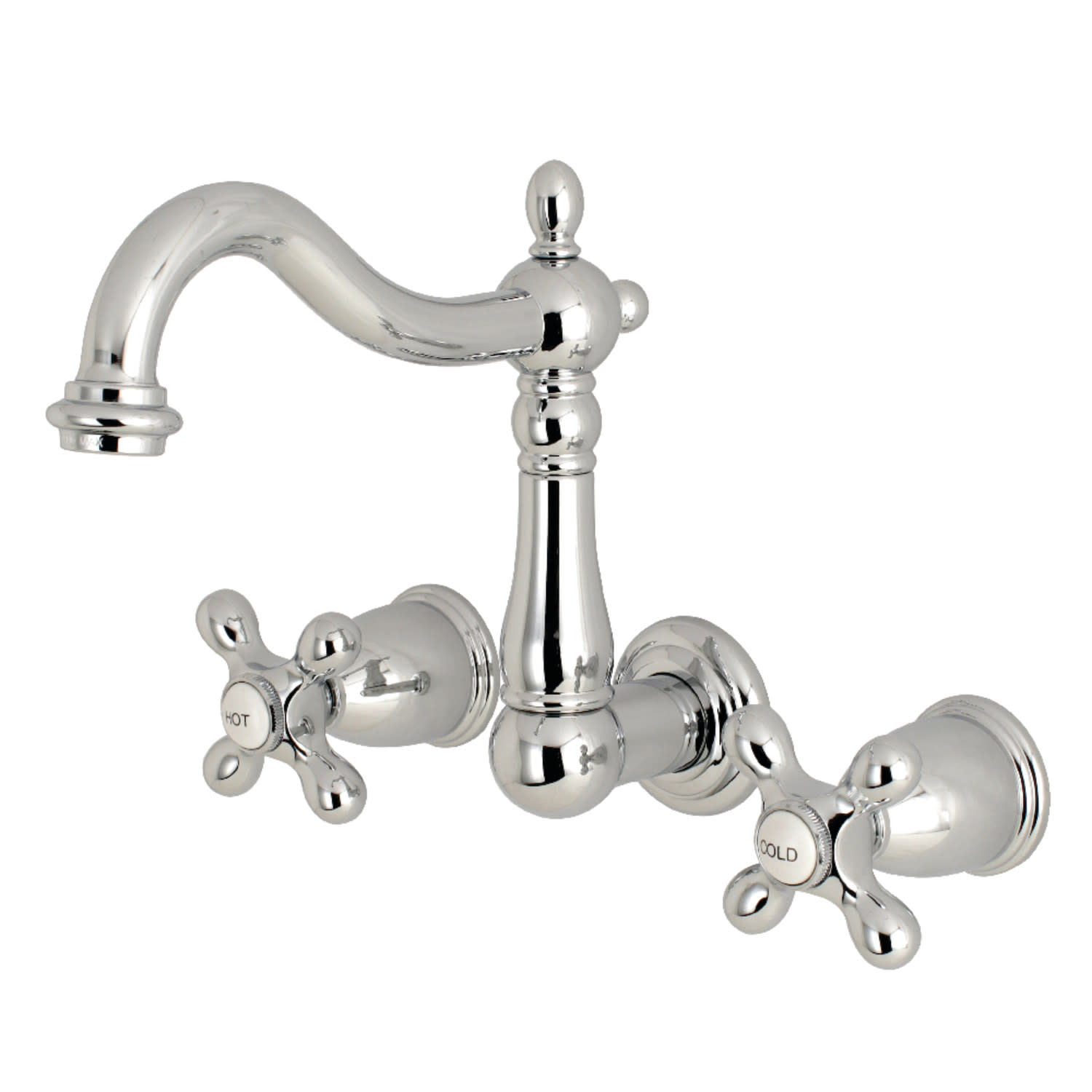 Photos - Tap Kingston Brass KS125.AX Heritage 1.2 GPM Wall Mounted Widespread Bathroom Faucet Polished Chrome Faucet Bathroom Sink Faucet