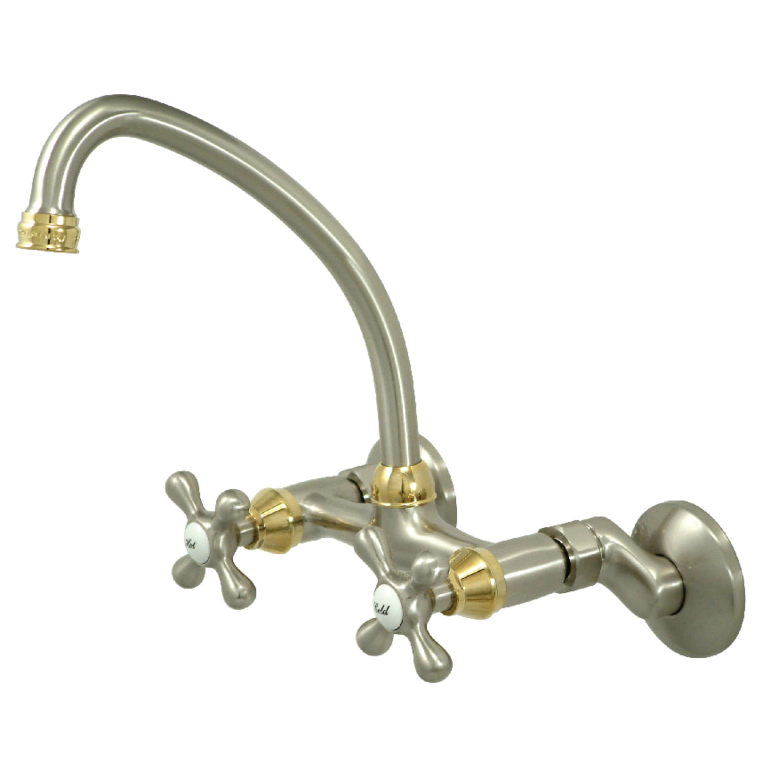 Photos - Tap Kingston Brass KS214 Kingston 1.8 GPM Widespread Bridge Kitchen Faucet - Includes Escutcheon Brushed Nickel/Polished Brass F 