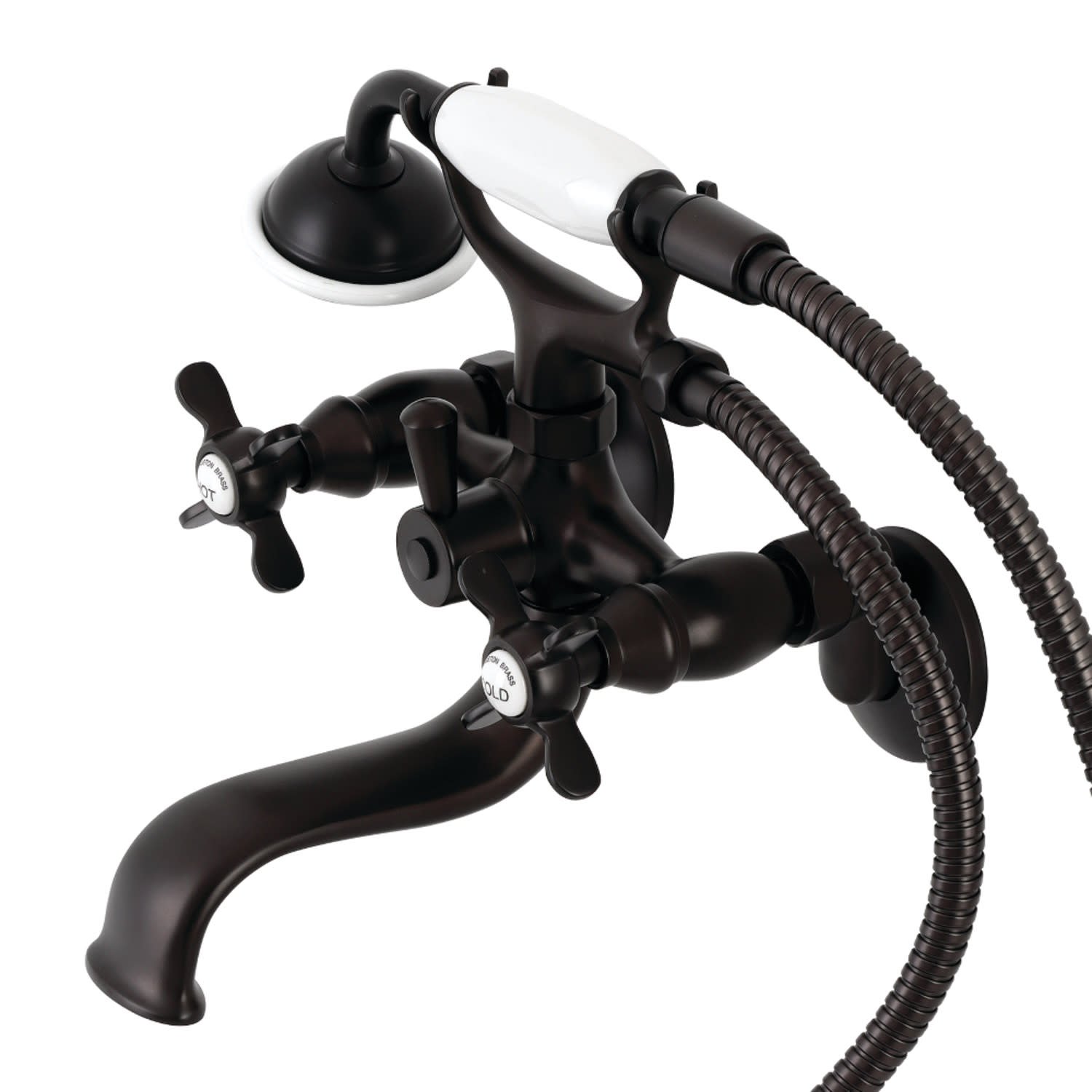 Photos - Tap Kingston Brass KS245 Essex Wall Mounted Clawfoot Tub Filler with Built-In Diverter – Includes Hand Shower Oil Rubbed Bronze