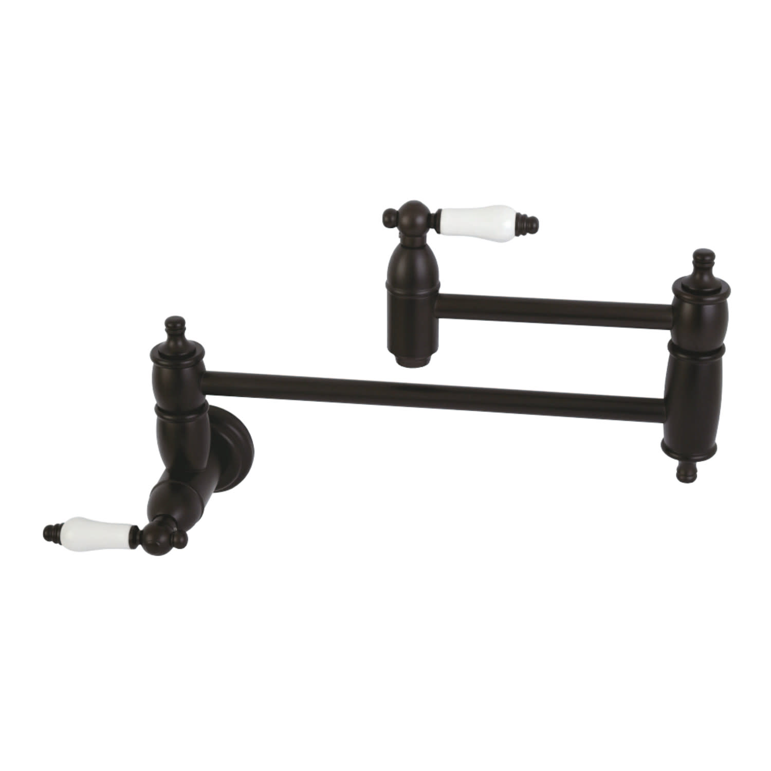 Photos - Tap Kingston Brass KS310.PL Restoration 3.8 GPM Wall Mounted Double Handle Pot Filler Faucet with Porcelain Lever Handles Oil Ru