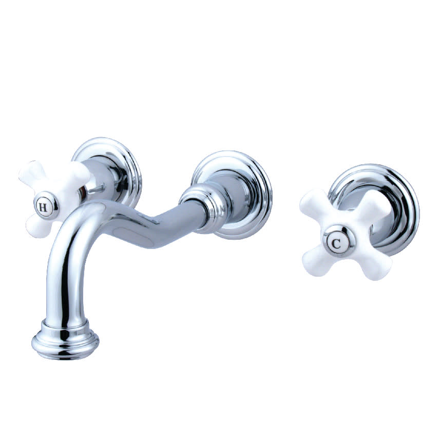 Photos - Tap Kingston Brass KS312.PX Vintage 1.2 GPM Wall Mounted Widespread Bathroom Faucet Polished Chrome Faucet Bathroom Sink Faucets 