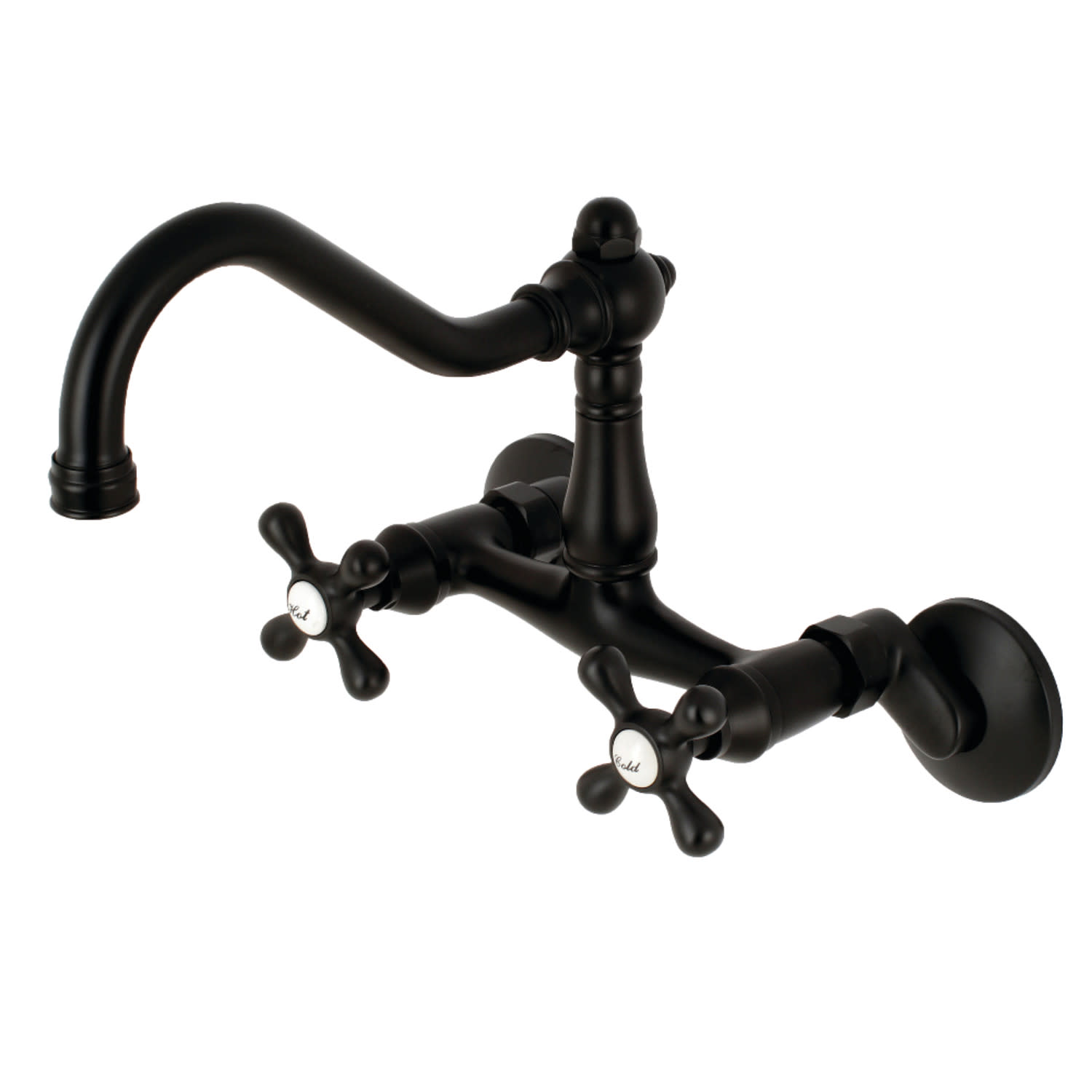 Photos - Tap Kingston Brass KS322.AX Vintage 1.8 GPM Widespread Bridge Kitchen Faucet - Includes Escutcheon Matte Black Faucet Kitchen Do 
