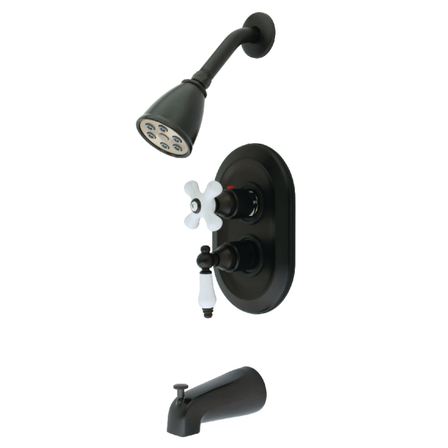 Kingston Brass KS363.0PL Tub and Shower Trim Package with 1.8 GPM Multi Function Shower Head Oil Rubbed Bronze Showers Tub and Shower Pressure