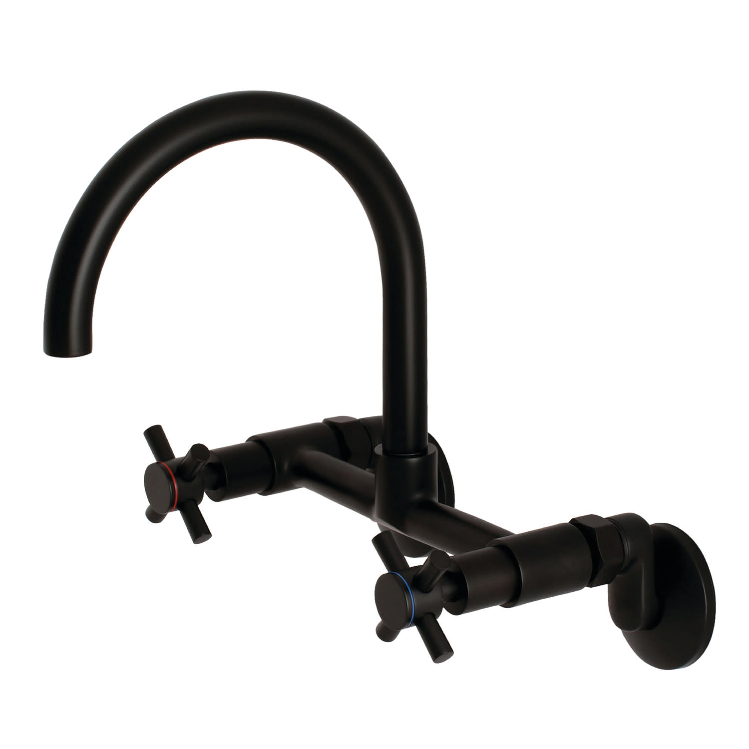 Photos - Tap Kingston Brass KS414 Concord 1.8 GPM Widespread Bridge Kitchen Faucet - Includes Escutcheon Matte Black Faucet Kitchen Doubl 
