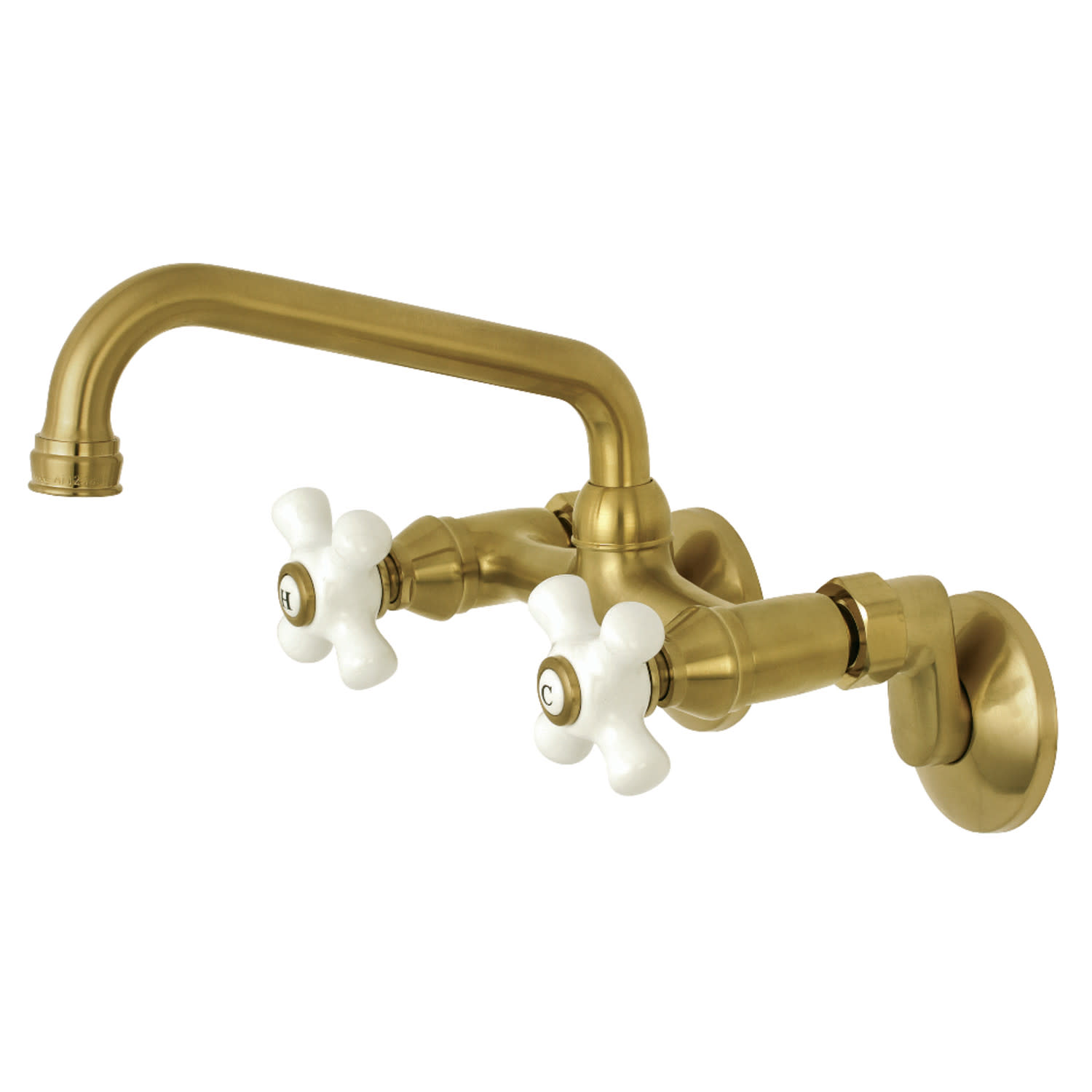 Photos - Tap Kingston Brass KS613 Kingston 1.8 GPM Widespread Bridge Kitchen Faucet - Includes Escutcheon Brushed Brass Faucet Kitchen Do 