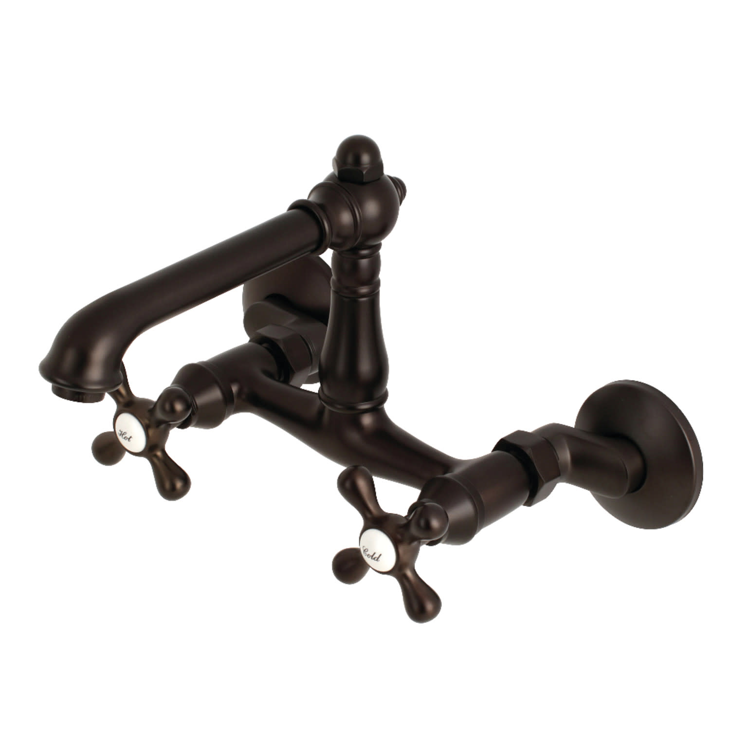 Photos - Tap Kingston Brass KS722.AX English Country 1.8 GPM Widespread Bridge Kitchen Faucet - Includes Escutcheon Oil Rubbed Bronze Fau 