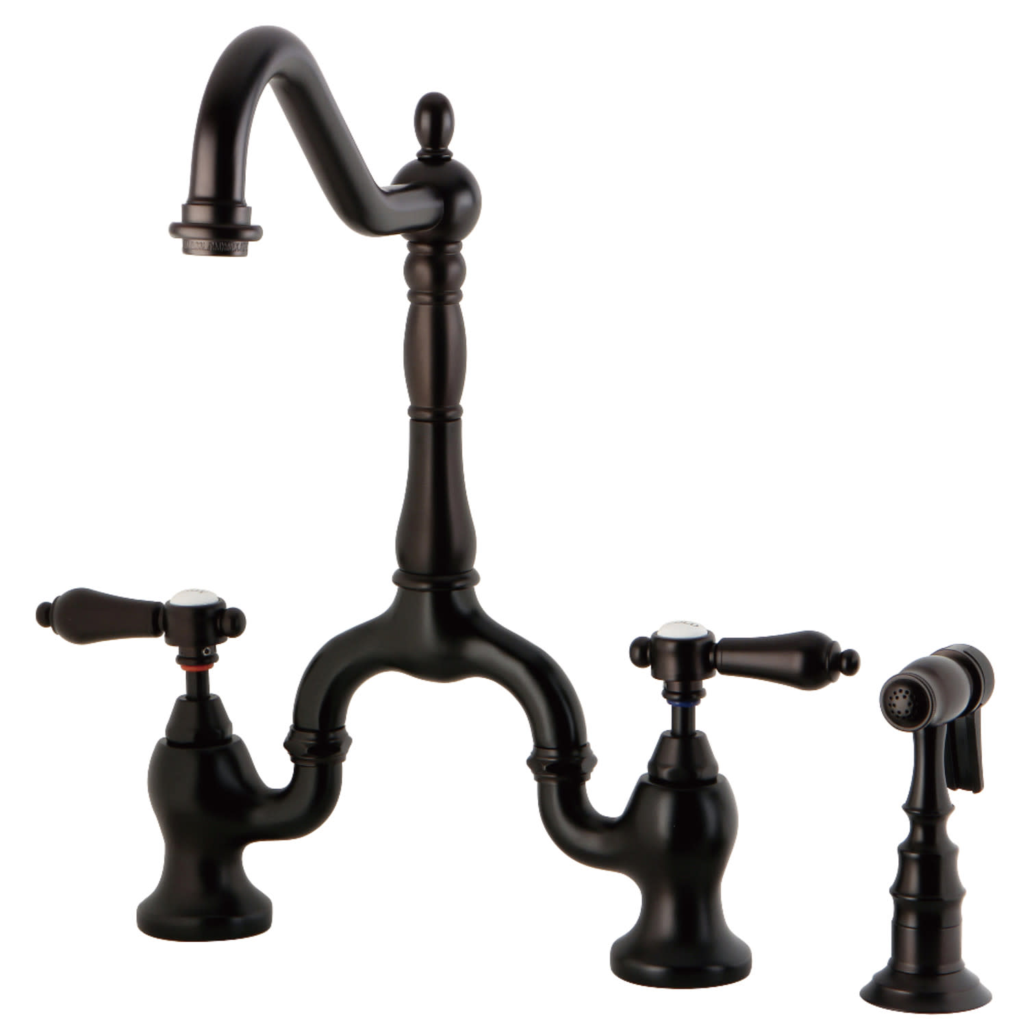 Photos - Tap Kingston Brass KS775.BALBS Heirloom 1.8 GPM Bridge Kitchen Faucet - Includes Side Spray Oil Rubbed Bronze Faucet Kitchen Dou 