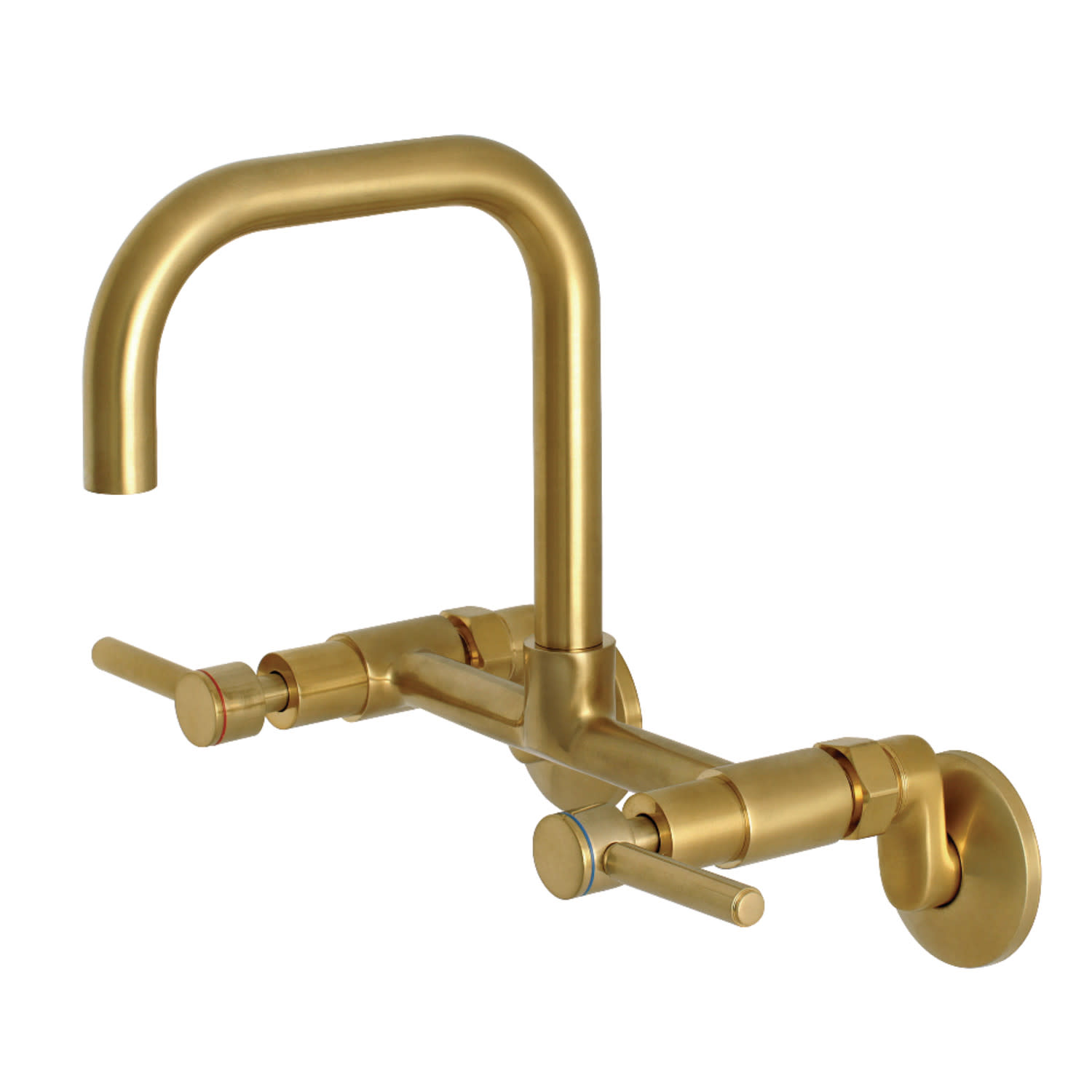 Photos - Tap Kingston Brass KS813 Concord 1.8 GPM Widespread Bridge Kitchen Faucet - Includes Escutcheon Brushed Brass Faucet Kitchen Dou