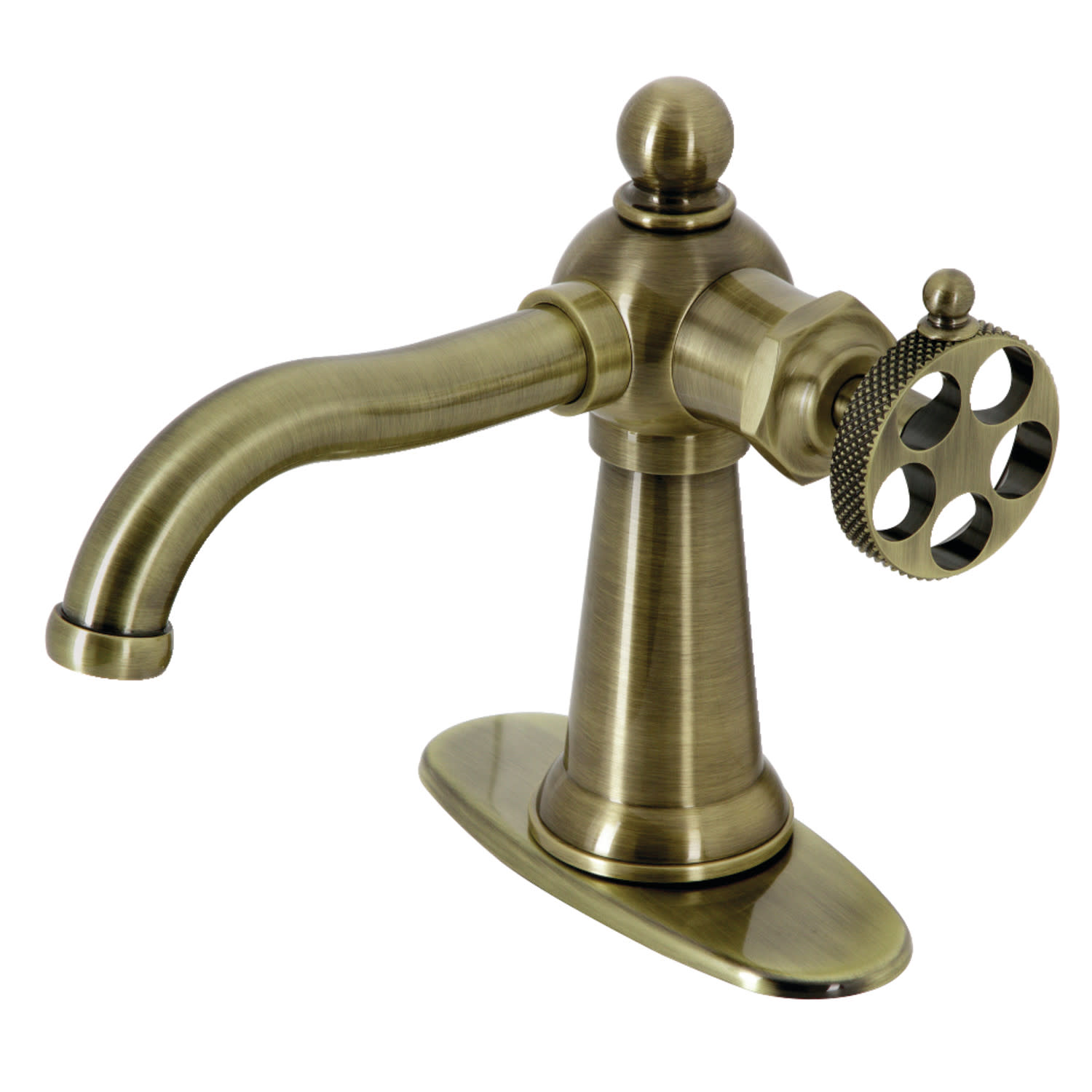Photos - Tap Kingston Brass KSD354.RKX Webb 1.2 GPM Deck Mounted Single Hole Bathroom Faucet with Pop-Up Drain Assembly Antique Brass Fau 