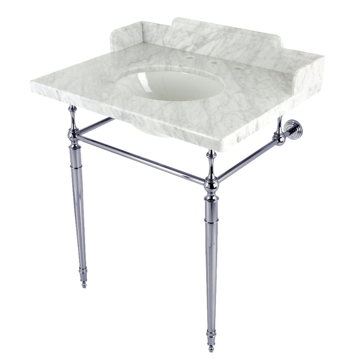 Photos - Bathroom Sink Kingston Brass LMS3022M8 Habsburg 30" Rectangular Brass Marble Console  with Overflow and 3 Faucet Holes at 8" 