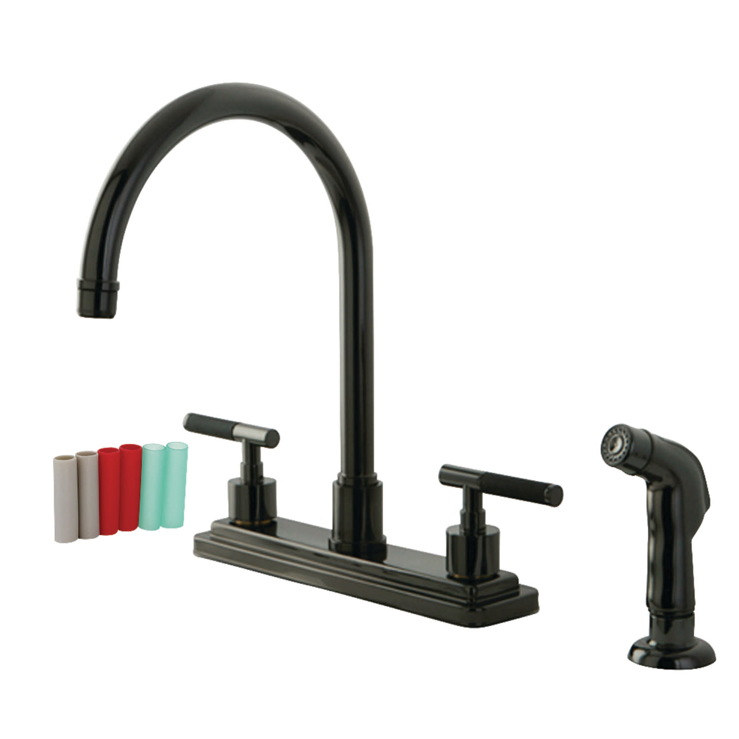 Photos - Tap Kingston Brass NS8790DKLSP Water Onyx 1.8 GPM Standard Kitchen Faucet - Includes Side Spray Black Stainless Steel Faucet Kit 