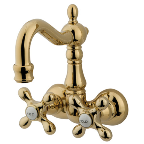 Photos - Tap Kingston Brass CC1077T Vintage Wall Mounted Clawfoot Tub Filler with Metal Cross Handles Polished Brass Faucet Tub Filler Do 