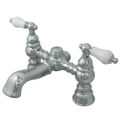 Photos - Tap Kingston Brass CC1130T Vintage Deck Mounted Clawfoot Tub Filler with Porcelain Lever Handles Polished Chrome Faucet Tub Fill 