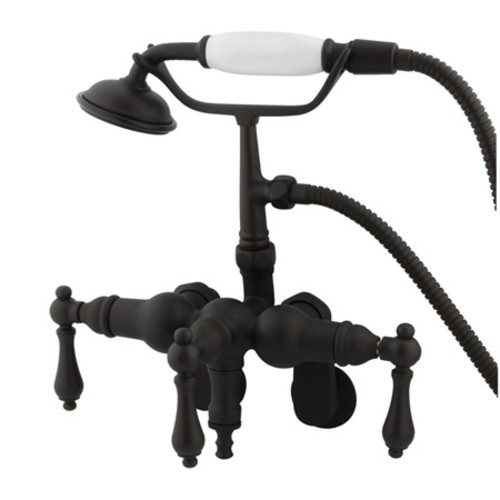 Photos - Tap Kingston Brass CC419T Vintage Wall Mounted Clawfoot Tub Filler with Personal Hand Shower and Metal Lever Handles Oil Rubbed