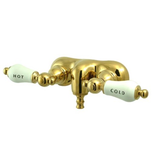 Photos - Tap Kingston Brass CC43T Vintage Wall Mounted Clawfoot Tub Filler with Porcelain Lever Handles Polished Brass Faucet Tub Filler 