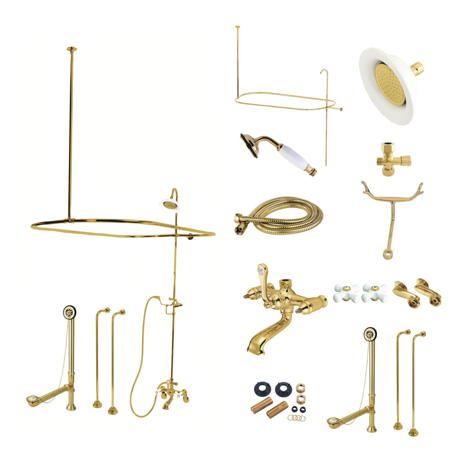 Photos - Tap Kingston Brass CCK114.PX Vintage Shower System with Shower Head Hand Shower Shower Arm and Hose Polished Brass Showers Showe 
