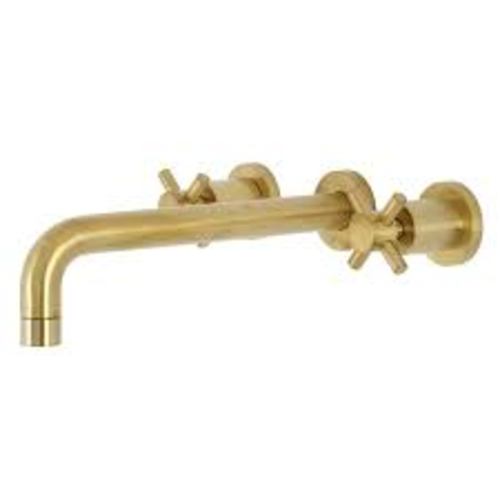 Photos - Tap Kingston Brass KS802.DX Concord Wall Mounted Roman Tub Filler Brushed Brass Faucet Roman Tub Double Handle KS8027DX