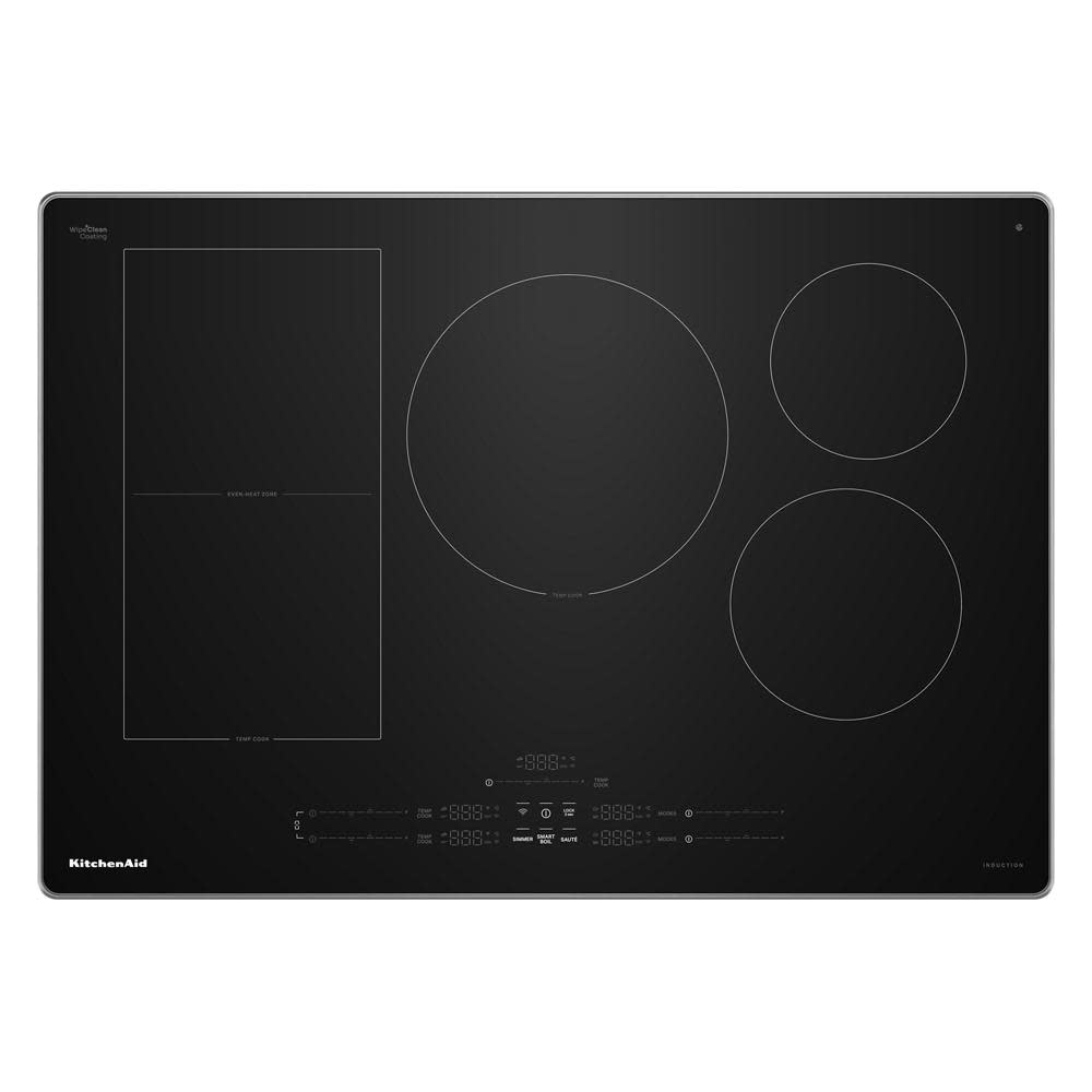 Photos - Hob KitchenAid KCIT730SSS 30 Inch Wide 5 Burner Electric Cooktop with Even-Heat Zone and Power Boost Black / Stainless Steel Coo 