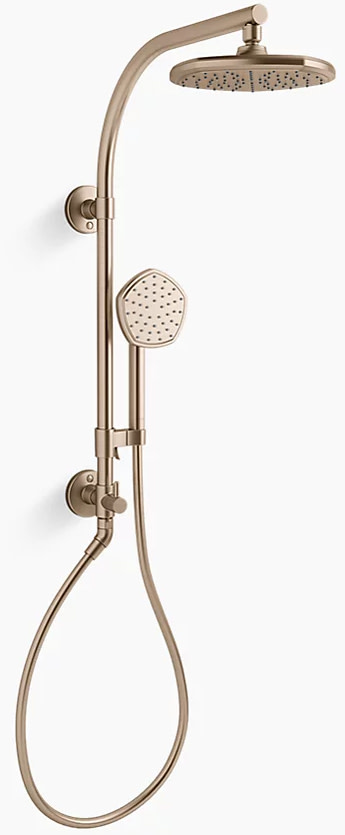 Kohler K-27118-G HydroRail-R Occasion Retrofit Shower with Shower Head Hand Shower Slide Bar and Hose Vibrant Brushed Bronze Showers Retrofit