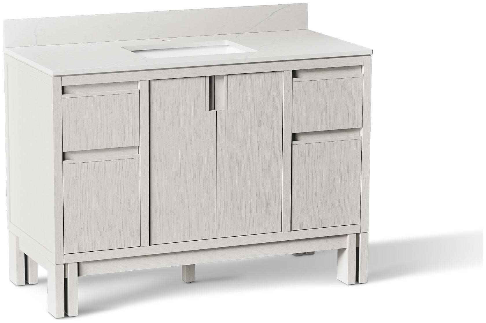 Photos - Washbasin cabinet Kohler 32839 Solive 48" Free Standing Single Basin Vanity Set with Cabinet and Quartz Vanity Top Gossamer White Bathroom Sto 